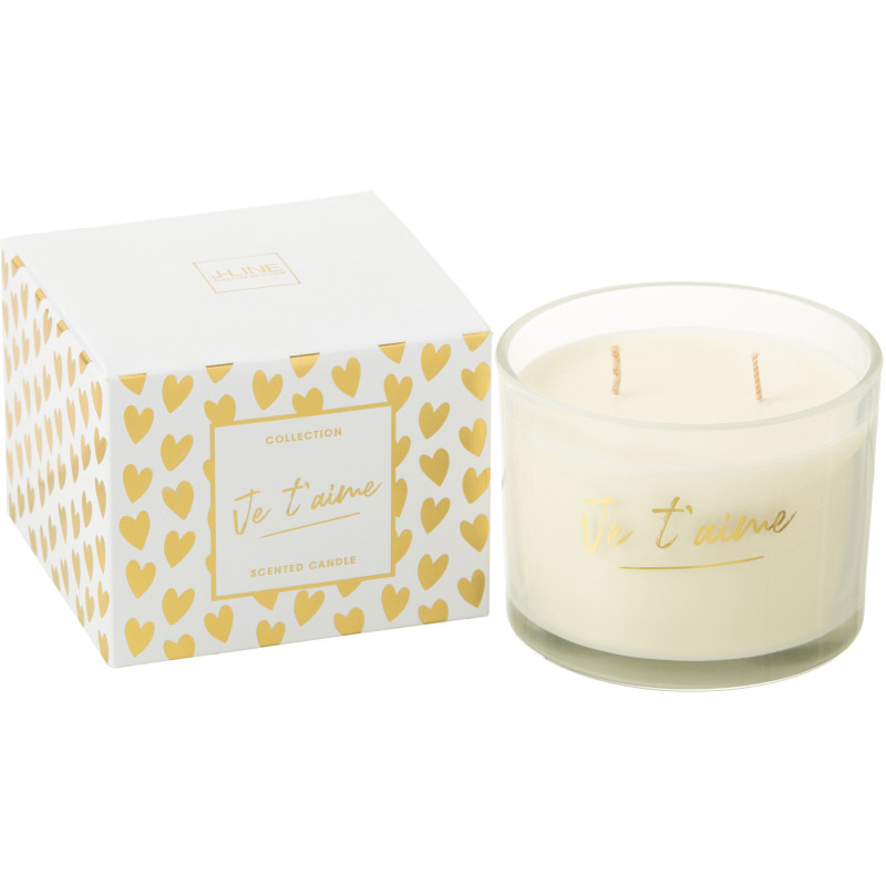 Bougie parfumée Saint-Valentin Mélange floral Ginger & Ylang 30 H Verre Transparent Cire Je T'aime 
