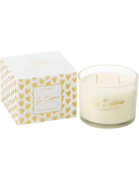 Bougie parfumée Saint-Valentin Mélange floral Ginger & Ylang 30 H Verre Transparent Cire Je T'aime 