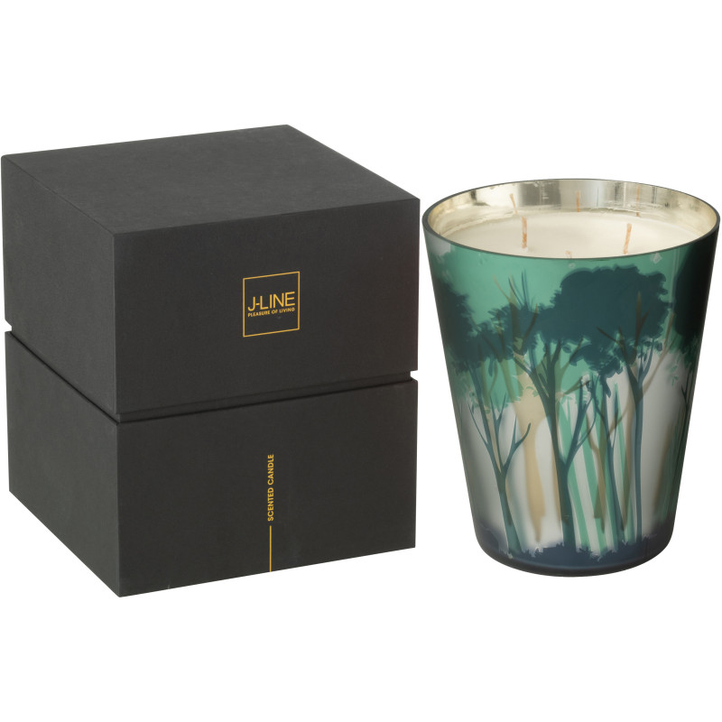 Grande Bougie parfumée extra longue durée All Of Me 95 H Verre Vert Doré Motif forêt Soja Noa 