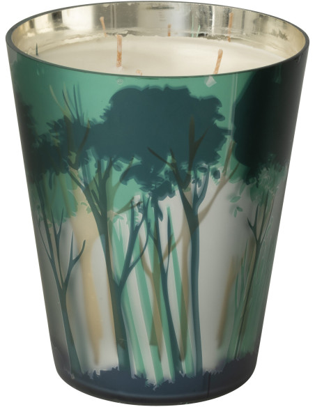 Grande Bougie parfumée extra longue durée All Of Me 95 H Verre Vert Doré Motif forêt Soja Noa 