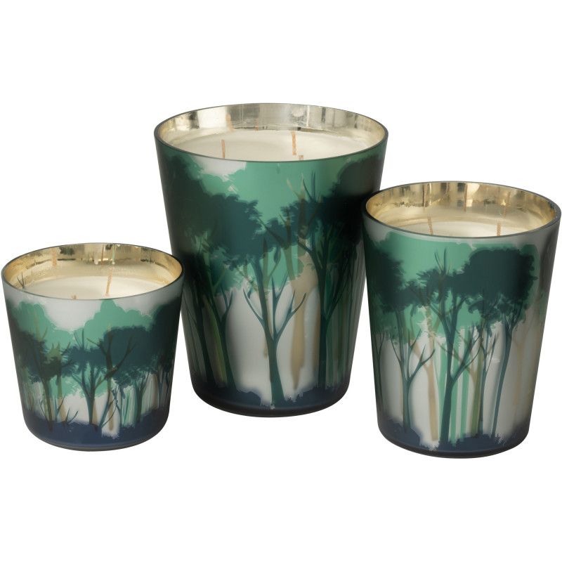 Grande Bougie parfumée extra longue durée All Of Me 95 H Verre Vert Doré Motif forêt Soja Noa 