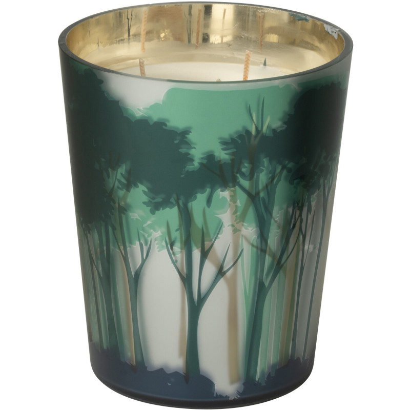 Bougie parfumée longue durée All Of Me 68 H Verre Vert Doré Motif forêt Soja Noa 
