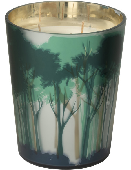 Bougie parfumée longue durée All Of Me 68 H Verre Vert Doré Motif forêt Soja Noa 