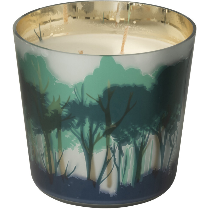 Bougie parfumée longue durée All Of Me 50 H Verre Vert Doré Motif forêt Soja Noa 