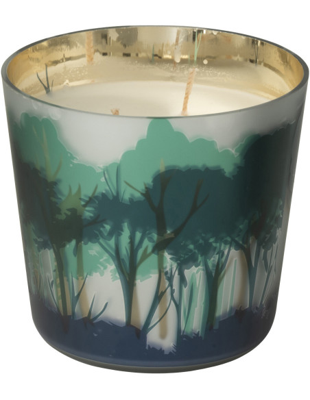 Bougie parfumée longue durée All Of Me 50 H Verre Vert Doré Motif forêt Soja Noa 