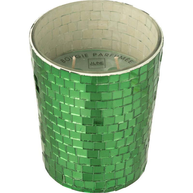 Bougie parfumée longue durée boule à facette Mélange oriental Tea & Herbs 55 H Miroir Vert Verre Cire Disco 