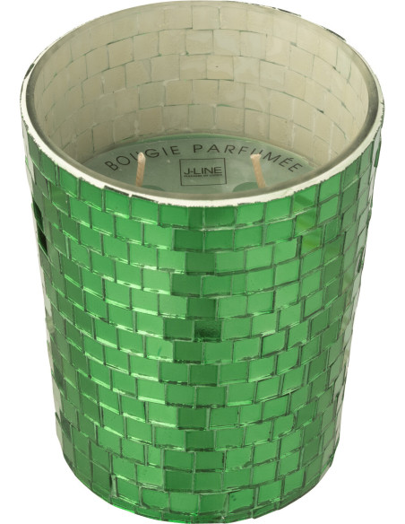 Bougie parfumée longue durée boule à facette Mélange oriental Tea & Herbs 55 H Miroir Vert Verre Cire Disco 