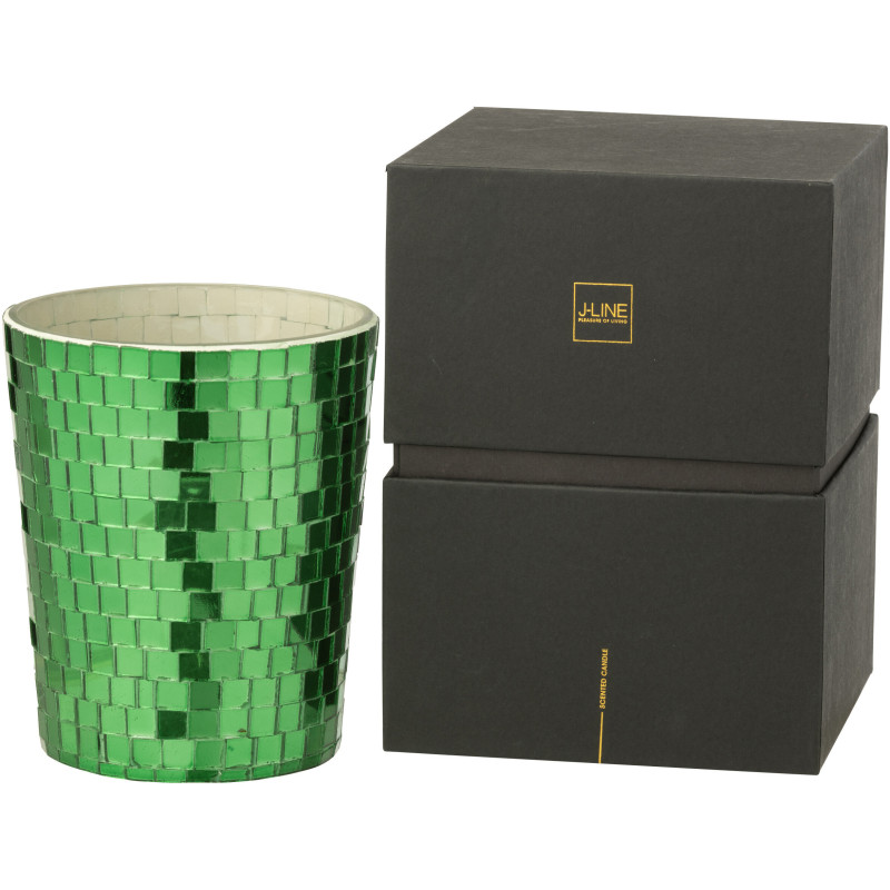 Bougie parfumée longue durée boule à facette Mélange oriental Tea & Herbs 55 H Miroir Vert Verre Cire Disco 