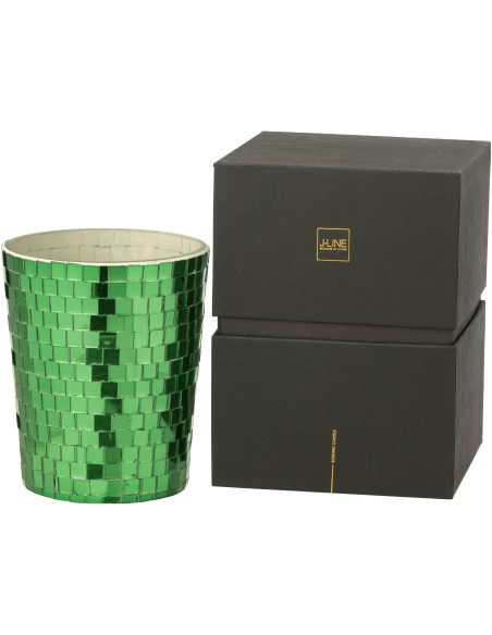 Bougie parfumée longue durée boule à facette Mélange oriental Tea & Herbs 55 H Miroir Vert Verre Cire Disco 