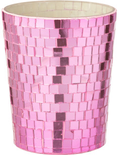Bougie parfumée longue durée boule à facette Mélange floral Vanilla & Rose 55 H Miroir Rose Verre Cire Disco 