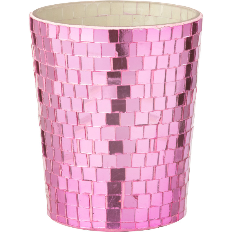 Bougie parfumée longue durée boule à facette Mélange floral Vanilla & Rose 55 H Miroir Rose Verre Cire Disco 