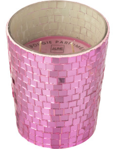 Bougie parfumée longue durée boule à facette Mélange floral Vanilla & Rose 55 H Miroir Rose Verre Cire Disco 