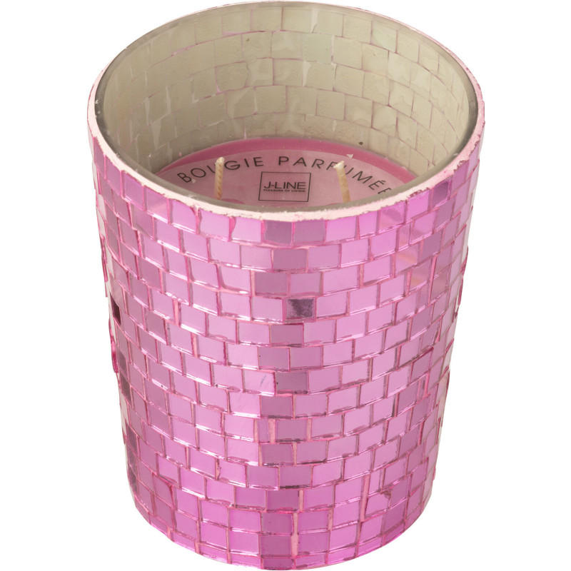 Bougie parfumée longue durée boule à facette Mélange floral Vanilla & Rose 55 H Miroir Rose Verre Cire Disco 