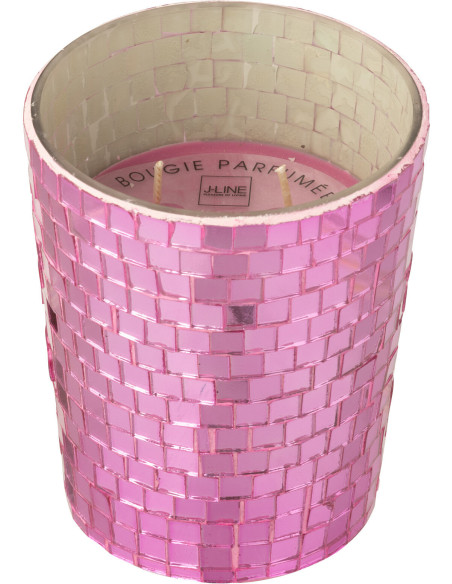 Bougie parfumée longue durée boule à facette Mélange floral Vanilla & Rose 55 H Miroir Rose Verre Cire Disco 