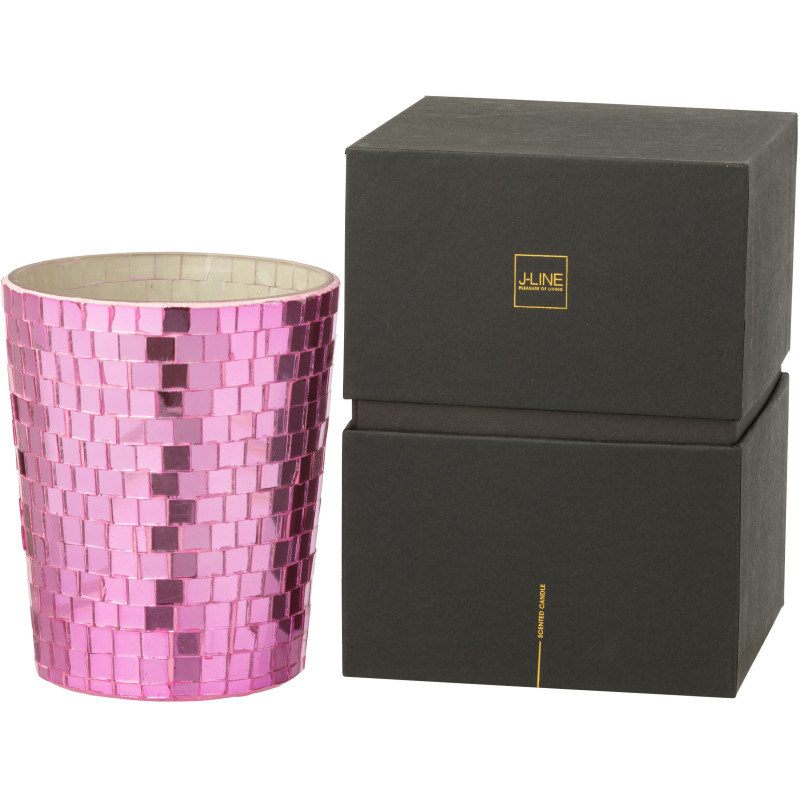 Bougie parfumée longue durée boule à facette Mélange floral Vanilla & Rose 55 H Miroir Rose Verre Cire Disco 