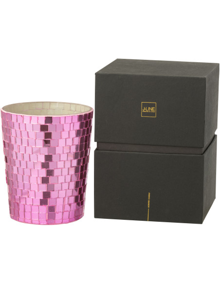 Bougie parfumée longue durée boule à facette Mélange floral Vanilla & Rose 55 H Miroir Rose Verre Cire Disco 