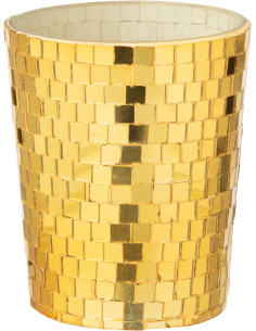 Bougie parfumée longue durée boule à facette Mélange gourmand Christmas Pudding 55 H Miroir Doré Verre Cire Disco 