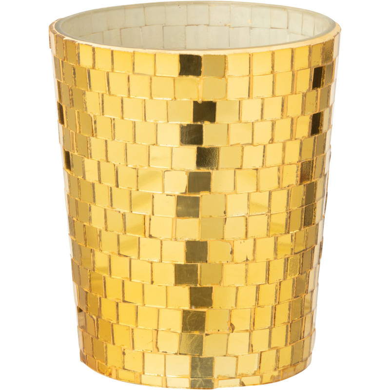 Bougie parfumée longue durée boule à facette Mélange gourmand Christmas Pudding 55 H Miroir Doré Verre Cire Disco 