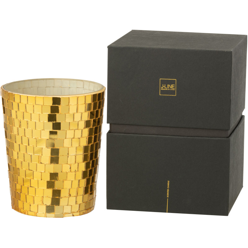 Bougie parfumée longue durée boule à facette Mélange gourmand Christmas Pudding 55 H Miroir Doré Verre Cire Disco 