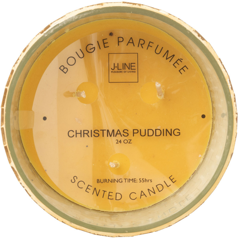 Bougie parfumée longue durée boule à facette Mélange gourmand Christmas Pudding 55 H Miroir Doré Verre Cire Disco 