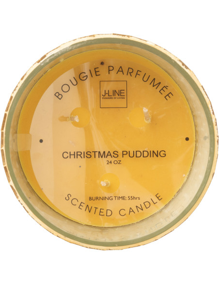 Bougie parfumée longue durée boule à facette Mélange gourmand Christmas Pudding 55 H Miroir Doré Verre Cire Disco 