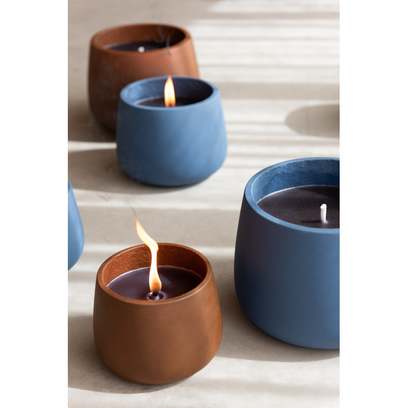 Grande Bougie d'extérieur longue durée 45 H Ciment Bleu Cire Alikee 