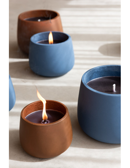 Grande Bougie d'extérieur longue durée 45 H Ciment Bleu Cire Alikee 