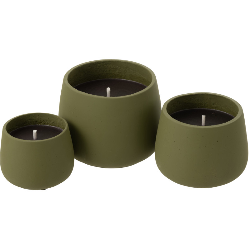 Grande Bougie d'extérieur longue durée 45 H Ciment Vert Cire Alikee 