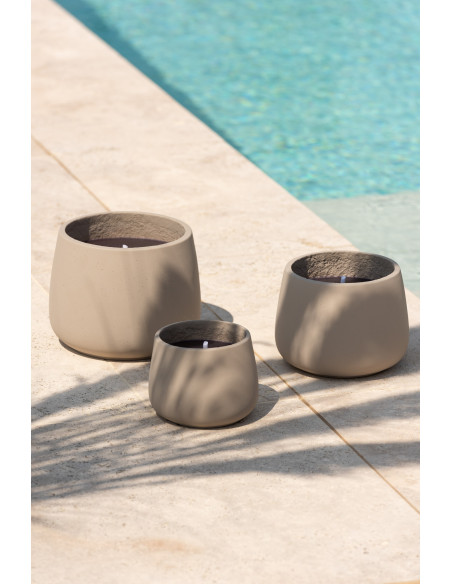 Grande Bougie d'extérieur longue durée 45 H Ciment Gris Cire Alikee 