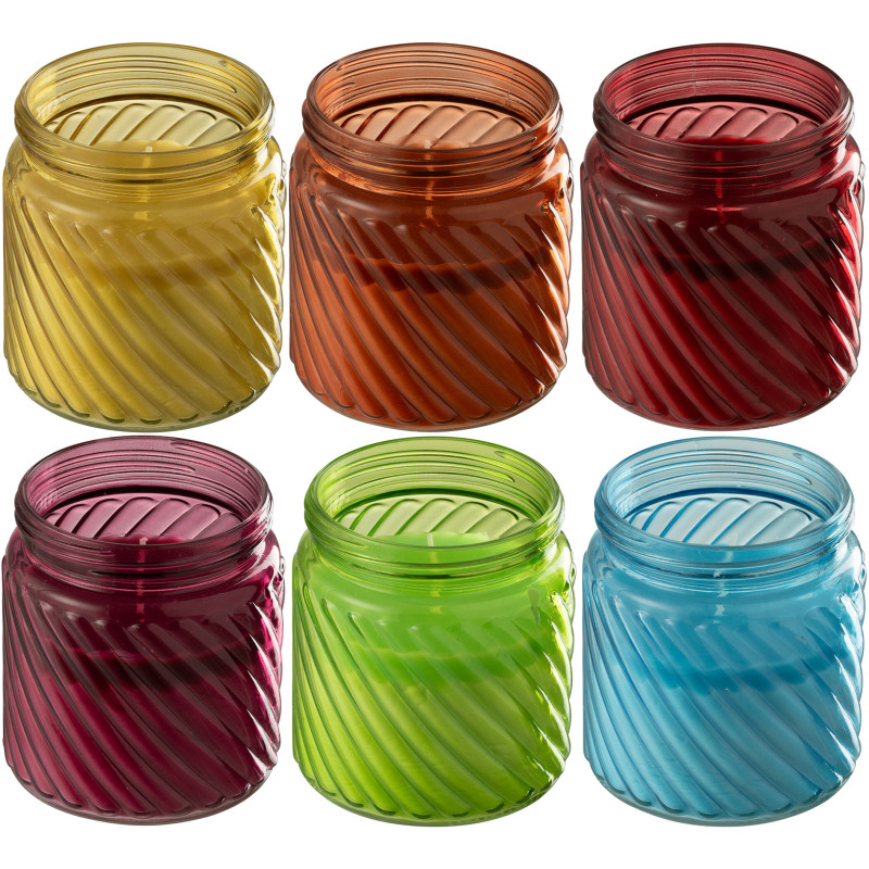 Lot de 6 Bougies Citronnelle H 12 cm Verre Multicolore Popa 