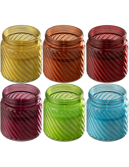 Lot de 6 Bougies Citronnelle H 12 cm Verre Multicolore Popa 