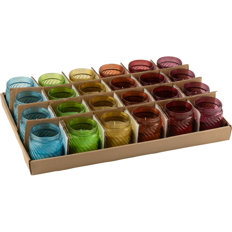 Lot de 6 Bougies Citronnelle H 12 cm Verre Multicolore Popa 