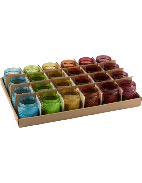 Lot de 6 Bougies Citronnelle H 12 cm Verre Multicolore Popa 