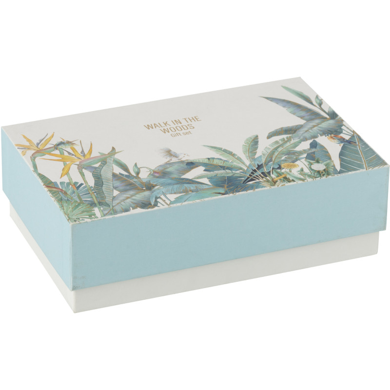 Coffret cadeau Bougie parfumé & Diffuseur à bâtonnets Mélange boisé Woody Blush 15 H 50 ml Verre Bleu Motif fleurs Cire Walk In 