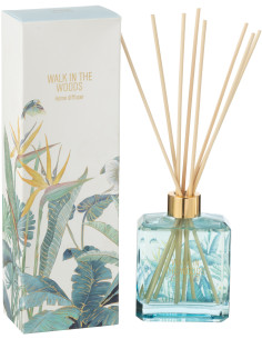 Diffuseur de parfum à bâtonnets Mélange boisé Woody Blush 180 ml Verre Bleu Motif fleurs Walk In The Woods 