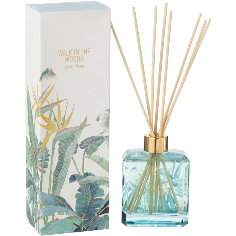 Diffuseur de parfum à bâtonnets Mélange boisé Woody Blush 180 ml Verre Bleu Motif fleurs Walk In The Woods 