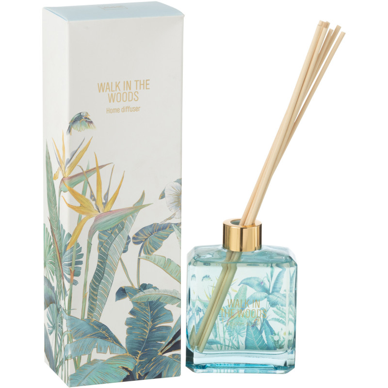 Diffuseur de parfum à bâtonnets Mélange boisé Woody Blush 180 ml Verre Bleu Motif fleurs Walk In The Woods 