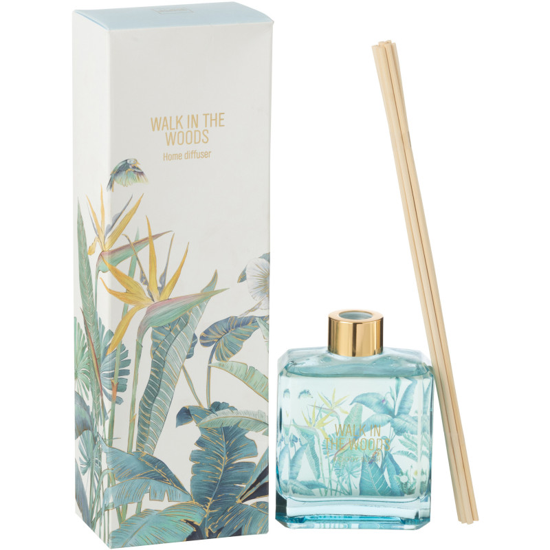 Diffuseur de parfum à bâtonnets Mélange boisé Woody Blush 180 ml Verre Bleu Motif fleurs Walk In The Woods 