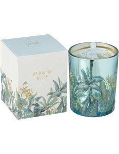 Bougie parfumée Mélange boisé Woody Blush 55 H Verre Bleu Motif fleurs Cire Walk In The Woods 
