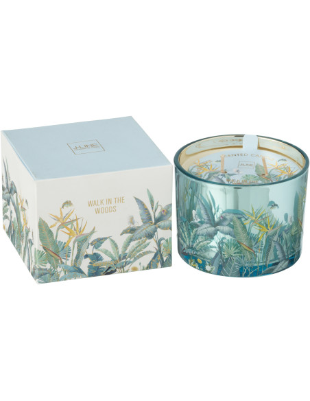 Bougie parfumée Mélange boisé Woody Blush 30 H Verre Bleu Motif fleurs Cire Walk In The Woods 