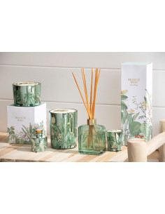 Diffuseur de parfum à bâtonnets Mélange aromatique Evergreen & Silver Birch 180 ml Verre Vert Motif fleurs Walk In The Woods 