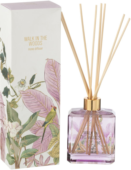 Diffuseur de parfum à bâtonnets Mélange floral Mimosa & Rose 180 ml Verre Rose Motif fleurs Walk In The Woods 