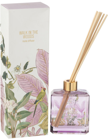 Diffuseur de parfum à bâtonnets Mélange floral Mimosa & Rose 180 ml Verre Rose Motif fleurs Walk In The Woods 