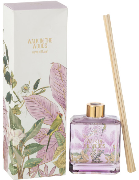 Diffuseur de parfum à bâtonnets Mélange floral Mimosa & Rose 180 ml Verre Rose Motif fleurs Walk In The Woods 
