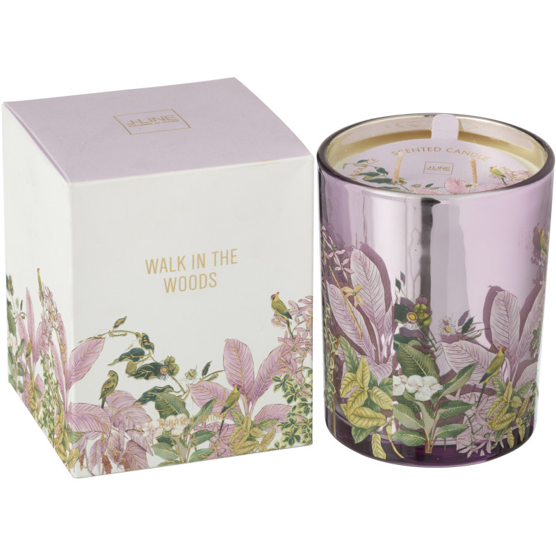 Bougie parfumée Mélange floral Mimosa & Rose 55 H Verre Rose Motif fleurs Cire Walk In The Woods 