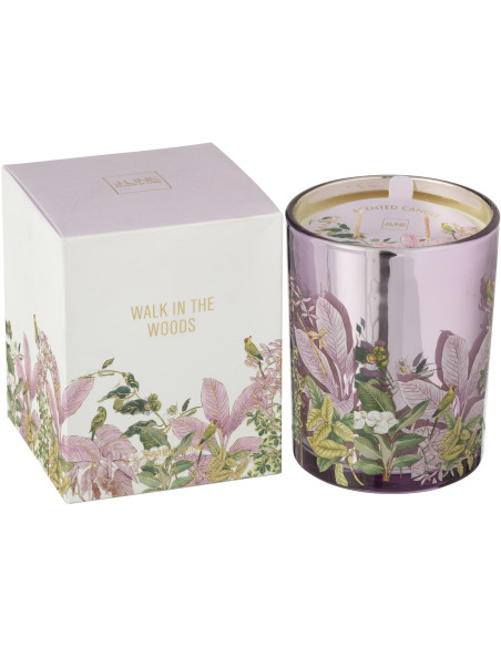 Bougie parfumée Mélange floral Mimosa & Rose 55 H Verre Rose Motif fleurs Cire Walk In The Woods 
