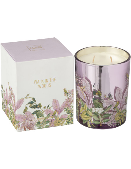 Bougie parfumée Mélange floral Mimosa & Rose 55 H Verre Rose Motif fleurs Cire Walk In The Woods 