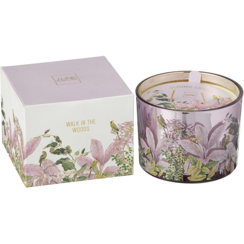 Bougie parfumée Mélange floral Mimosa & Rose 30 H Verre Rose Motif fleurs Cire Walk In The Woods 