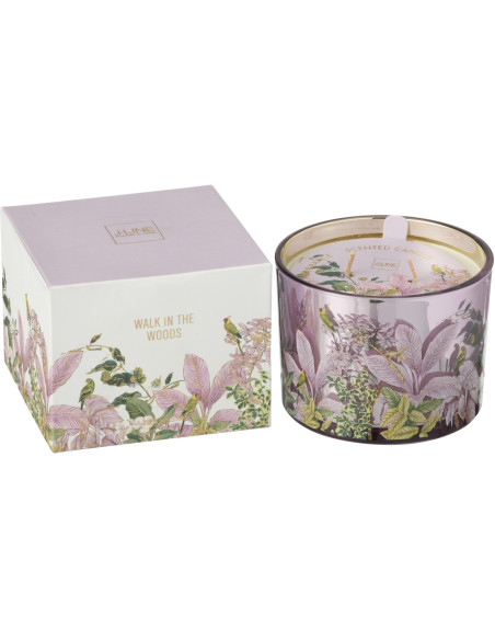 Bougie parfumée Mélange floral Mimosa & Rose 30 H Verre Rose Motif fleurs Cire Walk In The Woods 