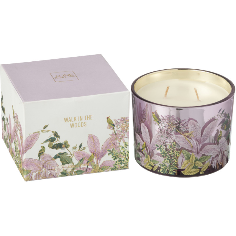 Bougie parfumée Mélange floral Mimosa & Rose 30 H Verre Rose Motif fleurs Cire Walk In The Woods 